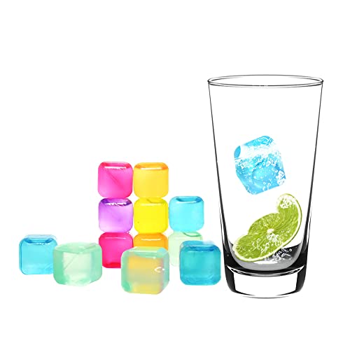 Ram 50 Pack Reusable Ice Cubes for Drinks Frozen Cold Drink Chilled Ice Cubes Multi-Coloured