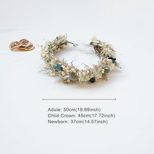 Corona de flores secas para boda estilo boho miniatura 3