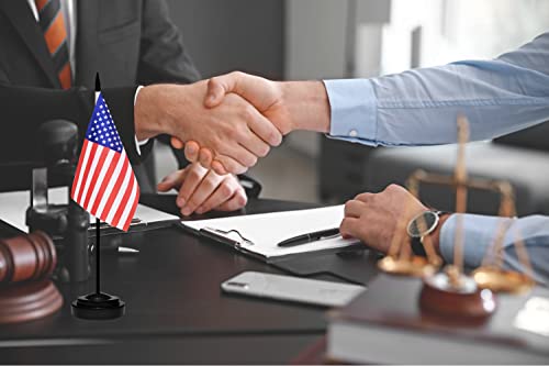 Usa Flags American Desk Flag Set Small Mini Us Table Office Flag With 13" Black Pole, Black Base And Spear Top,Miniature American Deluxe Desktop Flag, Home Decoration, Office Decoration, Festival Celebrations(12 Pack ) #TOP6