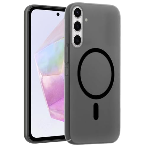 Image of SHINESTAR Back Cover for Samsung Galaxy A35 5G | Frosted Semi-Transparent Slim Case - Black | Only Compatible with Wireless Magnetic Accessories | Hard Back, Matte Finish