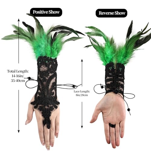 THARAHT Natural Feather Gloves Cuffs Women’s Wrist Accessories Swan Wings Wrist Bands Cosplay Costume Navy Blue
