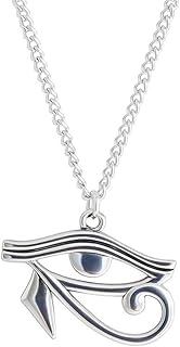Eye of Horus Necklace – Vintage Silver Boho Pendant, Lucky Charm Amulet, Protection Jewelry, Gift for Her or Him (Shiny silver color) - From Macrame Art Space