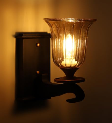 Image of ELIANTE by Jainsons Lights | Wooden Wood- Metal Wall Light -S- - Included Bulb | Multi Metal Wall Light | for Living Room, Bedroom, Hallway | E27 Holder | 3 Year Warranty