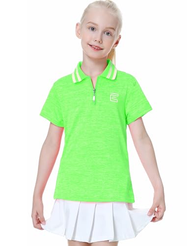 Image of EXARUS Girls Golf Polo Tennis Shirts Sleeveless Kids V-Neck Tank Tops | Equestrian UPF 50+ Quick Dry Clothes