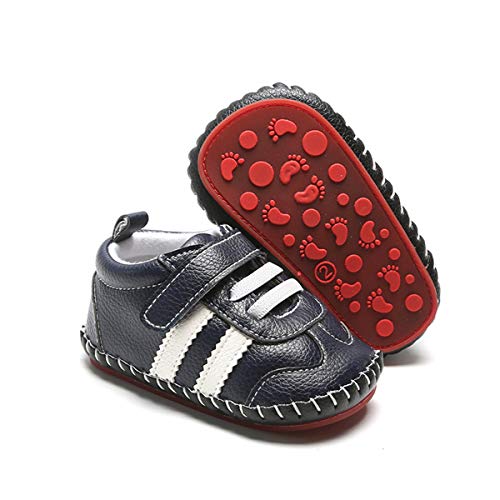 BEBARFER Baby Boys Girls Shoes Cartoon Crawling Slippers Soft Moccasins Toddler Infant Crib Pre-Walkers First Walkers Shoes Sneakers (O-Navy, 0-6 Months)