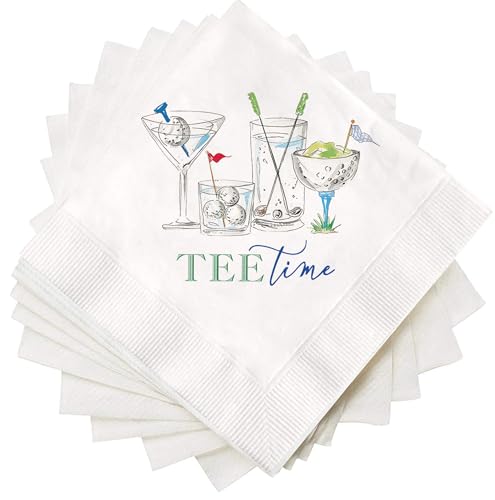Tee Time Golf Cocktail Napkins 50 Pack