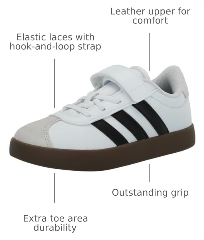 Image of adidas Kids' VL Court 3.0 Elastic Lace & Strap Shoe