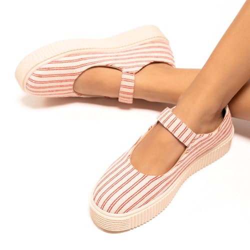 Image of Theater Women Maru Mary Jane Platform Shoes with Adjustable Strap | Soft Suede Finish | Cushioned Support for Casual & Smart Styling