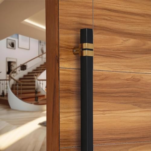 Image of LAPO 36 inch Square Stainless Steel Door Handle for Main Door /Glass Door Pull Push Handle /Main Door Handle for All Door-Pack of 1 | Black-Gold Finish | 3 Years Warranty