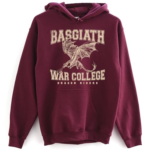 SsofieStore Basgiath War College Hoodie - Fourth Wing Dragon Rider Violet Sorrengail Hooded Sweatshirt M Maroon