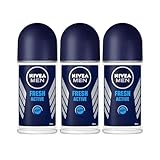 Nivea Men Anti-Perspirant Roll-On Fresh Active, 48 Hour Protection, Ocean Extracts, Long Lasting Freshness, Alcohol-Free Deodorant, 1.7 oz Each, Pack of 3