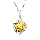 ChicSilver Topaz Necklace Yellow November Birthstone Necklace Love Heart Necklaces for Women