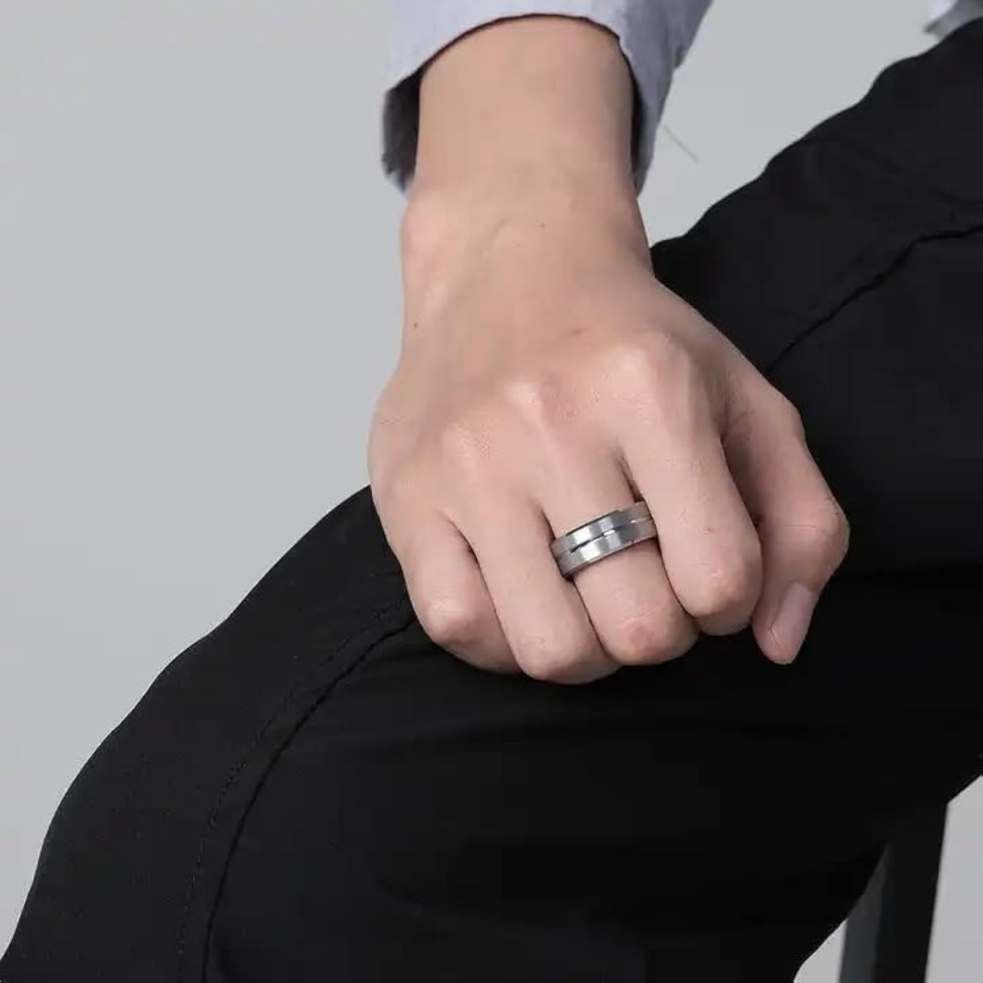Stylish Blue & Platinum Stainless Steel Ring for Men