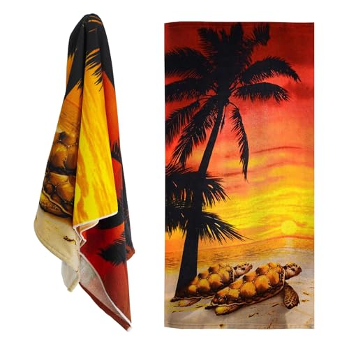 GEEZY Microfibre Beach Towel, Tortoise Design - Quick Drying, Lightweight, Sand-Free, Large & Durable, Summer Design - Beach Essentials for Travel, Holiday, Swimming, Sauna, Adults & Kids, 70x140cm