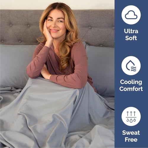 Image of Queen 6 Piece Bed Sheet Set - Breathable & Cooling Sheets - Steel Blue | Ultra-Soft Hotel Luxury Bedding Set w / 8-16 Inch Deep Pockets, 1 Flat & 1 Fitted Sheet & 4 Pillowcases, Wrinkle & Fade Free