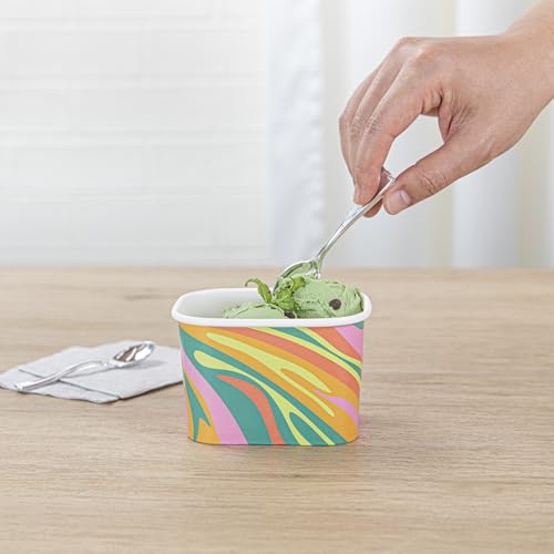 Image of Coppetta 12 Ounce Dessert Cups, 200 Greaseproof Ice Cream Cups - Lids Sold Separately, For Hot And Cold Foods, Psychedelic Sunrise Paper Yogurt Bowls, Disposable, Sturdy - Restaurantware