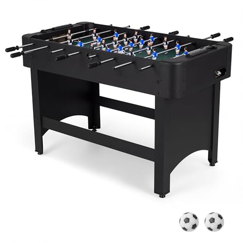 GOPLUS Futbolín para Niños y Adultos con 2 Pelotas, 22 Jugadores y 2 Contadores de Puntuación, Futbolín de Mesa de Madera con Patas para Reuniones Familiares y Fiestas, 103 x 58 x 79 cm (Gris)