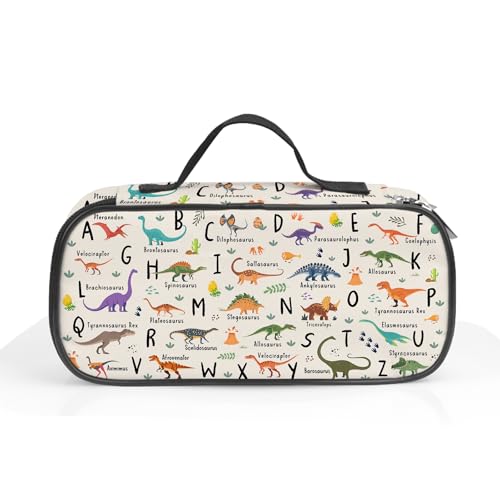Image of Dinosaur Pencil Case, Alphabet Pen Bag For School, Dinosaurs Pencil Case For Kids Girls Boys, Large Capacity Desk Organizer School, Pen Box Birthday Gifts