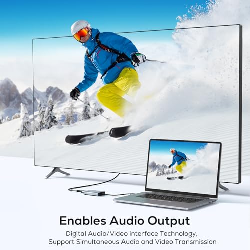 ABLEWE USB zu HDMI Adapter, Upgraded Aluminium HDMI zu USB 3.0 Audio Video Grafik Konverter Kabel für PC Laptop Monitor Projektor TV, 2.0-auf-Adapter Mac OS, Windows 10/8.1/8/7