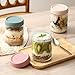 NETANY 4-pack 16oz Glass jars with Airtight Lids, Overnight Oats Containers with Lids, Wide mouth Mason Salad jars, Glass Food Storage Containers for Snacks Yogurt Spice Sugar