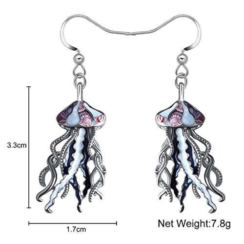Newei Cute Enamel Whale Octopus Jellyfish Shark Earrings Dangle Jewelry For Women Girls Sea Animals Gifts (Black Jellyfish) #TOP4