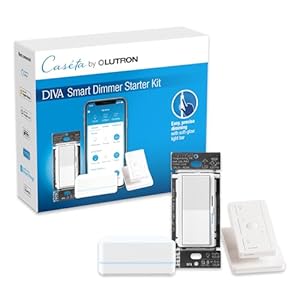 Lutron Caseta Smart Switch Kit w/ Hub, Diva Smart Dimmer Switch, Remote & More, No Neutral Required, Works w/ Alexa, Apple Homekit, Google Home, Single Pole or 3 Way, DVRF-BDG-1DP-A