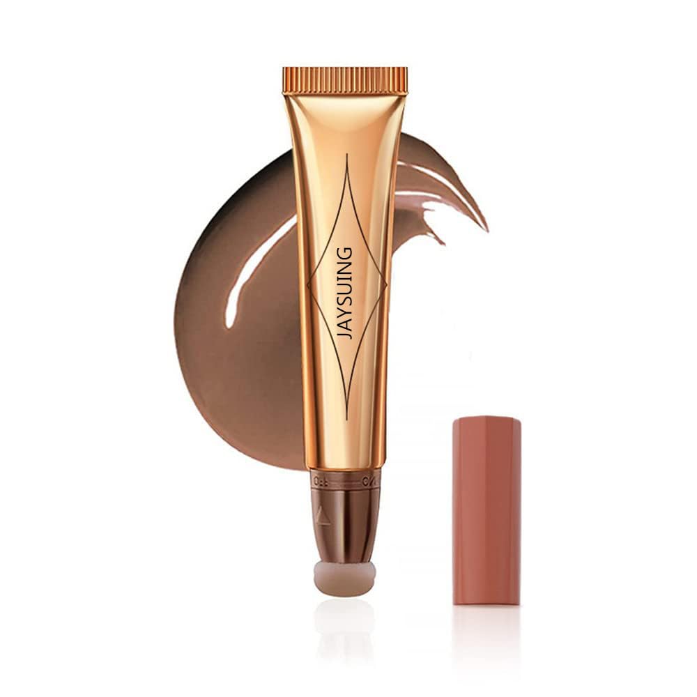 Contour Beauty Wand, Liquid Face Concealer Contouring with Cushion Applicator, High Coverage Natural Matte Finish, Lightweight Blendable Super Silky Cream Contour Stick, Contour Wand -Dark Brown