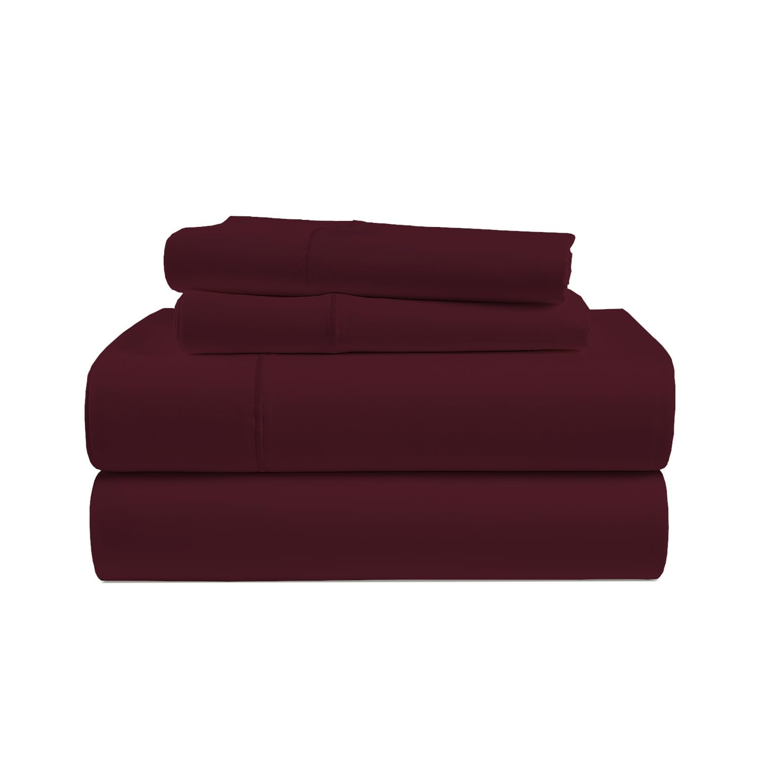 EGYLIN 3 Piece Bedding Bottom Sheet Sets -1 Fitted Sheet - 2 Pillowcases- 800 Tc - Deep Pocket Up to 12 Inch Mattress - Long Staple Egyptian Cotton - Extra Soft Cooling Bed Sheets (Double- Wine)