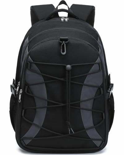 BLUEFAIRY Middle High School Backpack for Teen Boys Girls Large College Bookbag with Laptop Sleeve Back to School Book Bags Mochilas Escolares para Niños Niñas Adolescentes (Black/Dark Gray, Solid)2