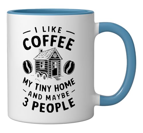 Taza de cerámica azul y blanca de 11 onzas miniatura 2