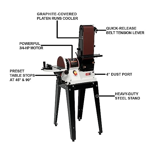 JET 6" x 48" Belt and 9" Disc Sander with Open Stand, 3/4 HP, 1Ph 115V (JSG-96OS) - Image 8