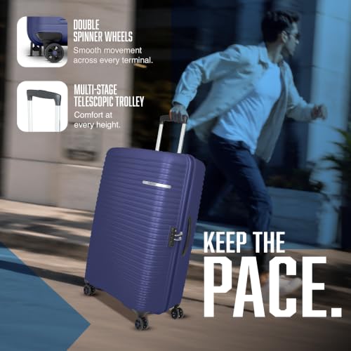 Image of American Tourister Liftoff+|Medium Size Check-in Spinner Trolley Bag (67 cm) for Travel|360 8 Wheel Travel Luggage|Hard Case Polypropylene (PP) Suitcase|Mounted TSA Lock|Midnight Blue