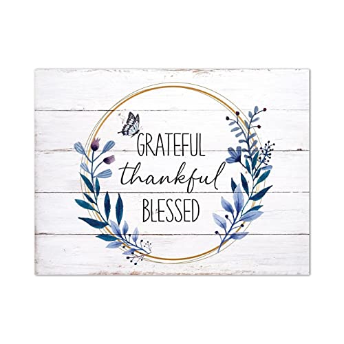 Plaque en bois Grateful rustique pour tableau cuisine vintage