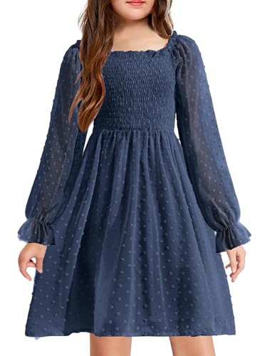 Image of Arshiner Girl Tulle Dress Winter Long Sleeve Teen Girls Party Casual Dresses 5-14Y