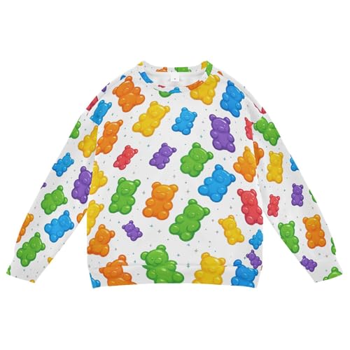 JUNZAN Colorful Gummy Bears Jelly Sweets Kids Boys Hooded Sweatshirt Long Sleeve Hoodie for Boys Party 4T