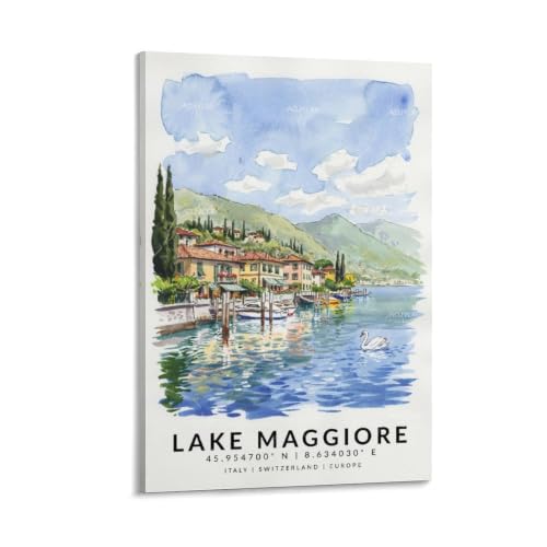 Affiche lac Majeur art mural vintage pour une chambre cosy