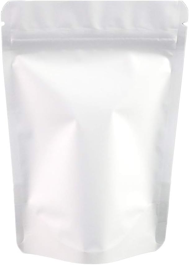 QQ Studio 100 Matte Metallic Color with Frosted Window Display Stand-Up Resealable QuickQlick Bags (6.3" x 9.4", Matte White) image 2