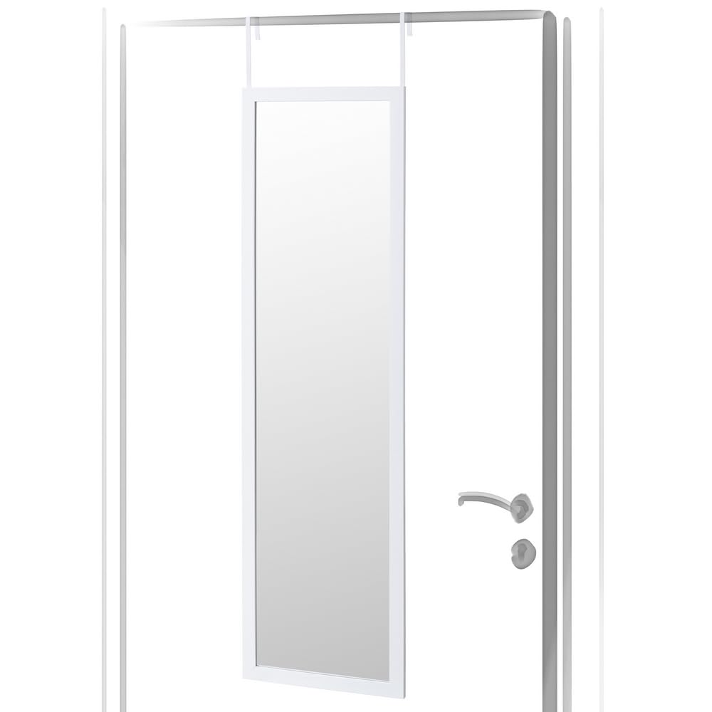 LOLAhome - Espejo de Plástico Blanco de Cuerpo Entero de 35x125 cm para Pared o Puerta - Espejo de Dormitorio Rectangular y Moderno - Ideal para Vestidor y Pasillo