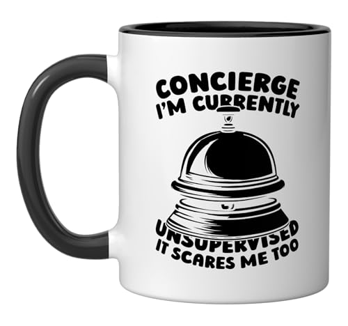 Concierge - Hotel Guest Services Personal Concierge Ceramic Mug, Black/White