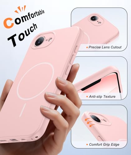 Image of FNTCASE for iPhone 17e & iPhone 16e Case: [Compatible with Magsafe] Solid Matte Magnetic Phone Cover with [Full Camera Protection] [Screen Protector] Military Grade Shockproof Protective, Pink