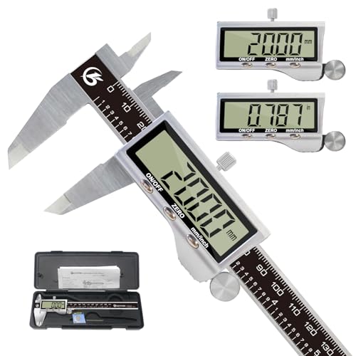 KETOTEK Pied à coulisse numérique, pied à coulisse en acier inoxydable de 150 mm avec grand écran LCD, micromètre avec conversion mm/pouce, outil de mesure