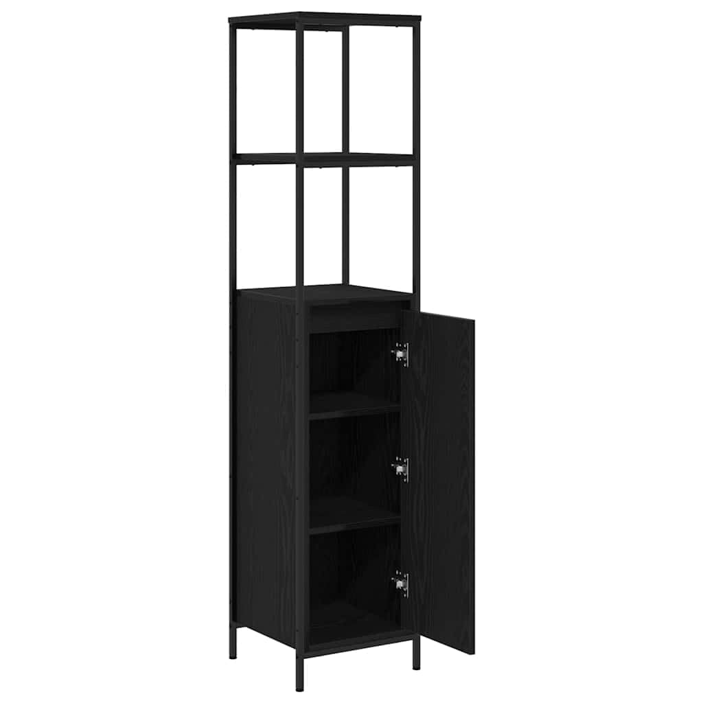 Armadietto da bagno con ripiani, effetto rovere, 36 x 35 x 165 cm, in legno, vano portaoggetti, per bagno degli ospiti, WC, lavanderia, organizer salvaspazio