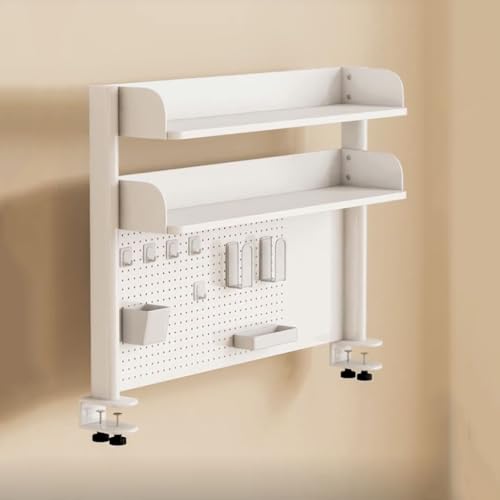 Mensola organizer da scrivania a morsetto, estensione per scrivania per computer, soluzioni di archiviazione per ufficio, accessori per pannelli forati, pannello privacy per l'efficienza dello spazio