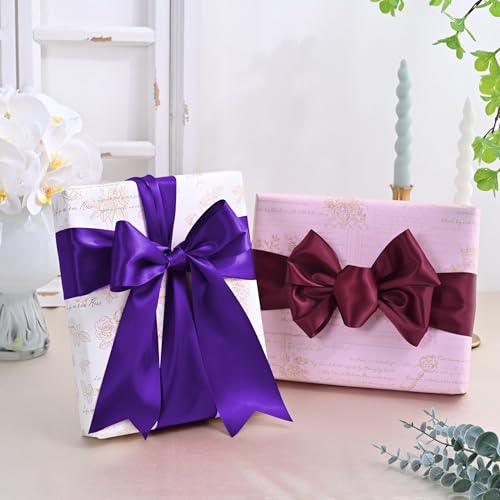 Image of Wine Red Satin Ribbon 3 inch X 15 Yards Polyester Ribbon for Gift Wrapping Very Suitable for Weddings Party Hair Bow Invitation Decorations and More