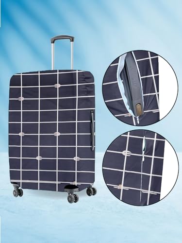Image of Cortina Geometry Design Travel Suitcase Eco-Friendly Cover | Small | Fits 18-22 Inch Luggage | Polyester-Spandex | 55cm (20 inches) | Luggage Protectors | Anti Scratch /Dust | Pack of 1 | Grey
