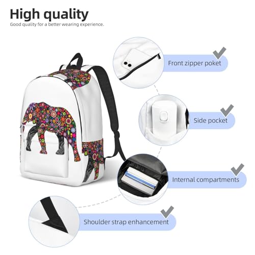 Mochila de viaje con estampado de elefante bolsa de computadora para mujer 5