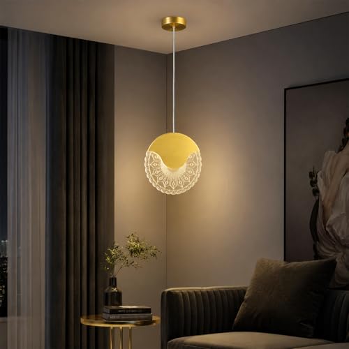 Image of Lampmaster Oval Lumiround Pendant Light with Warm Glow | Decorative Ceiling Lamp | Gold Finish | Adjustable Height | Perfect for Bedroom, Living Room & Dining Area, Home & Office | 1 Year Warranty