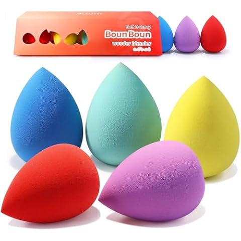 BEAKEY Makeup Sponge 5 Pcs Set, Latex-Free Boun Boun Beauty Sponge for Blending, Makeup Sponges for Foundation Liquid Cream and Powder. Blender for Enhanced Make Up Application, Gift for Women Cover