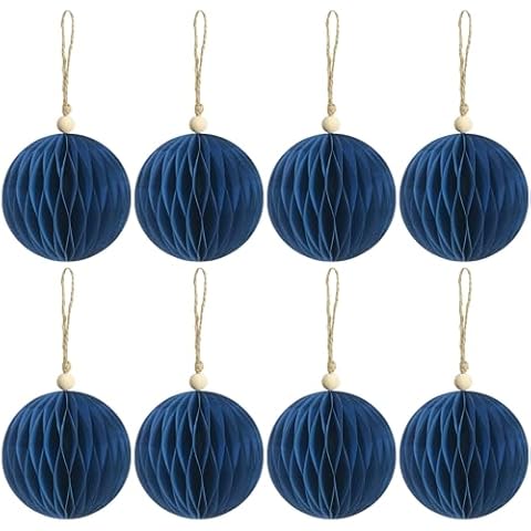 KI Store 8pcs Blue Paper Christmas Baubles Cover