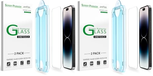 Image of amFilm Auto-Alignment OneTouch for iPhone 14 Pro Max [6.7''] Screen Protector, Tempered Glass, 30 Seconds Installation, Bubble Free, Case Friendly, Anti-Scratch 4 Pack